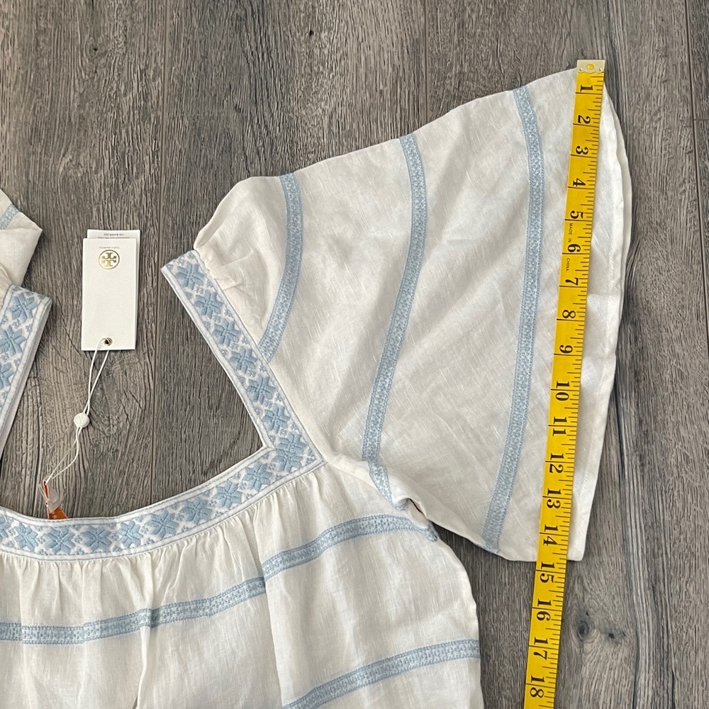 Tory Burch Light Blue and White Striped Midi Dress - Picture 8 of 16